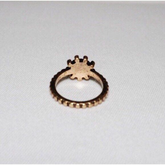 White Cabochon sz 8 Starburst Bronze Tone Fashion Ring - Picture 6 of 8